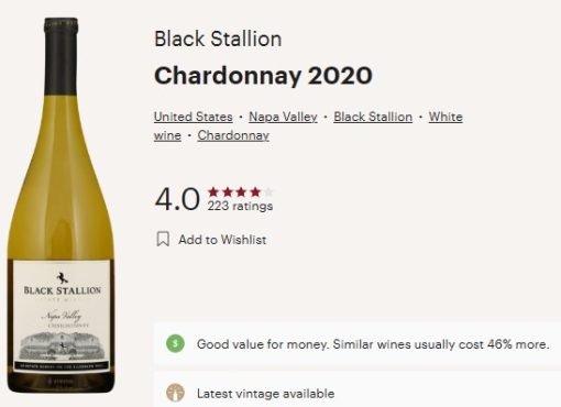 black stallion chard vivino
