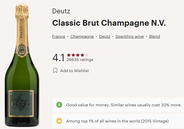 Champagne Deutz brut classic 75CL