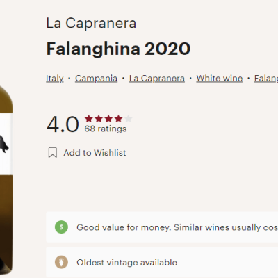 capranera falanghina vivino