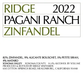 Ridge Vineyards 2022 Pagani Ranch Zinfandel