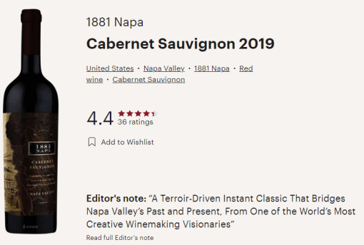 1881 napa cab vivino