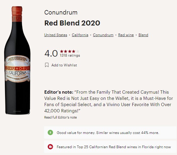 » Conundrum 2020 Red Blend