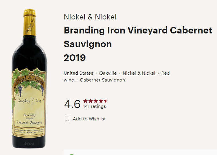 » Nickel & Nickel 2019 Branding Iron Vineyard Sauvignon