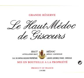 Chateau Le Haut-Medoc de Giscours 2020 Red Blend