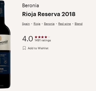 beronia 2018 vivino