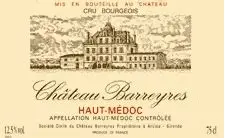 Chateau Barreyres 2016 Bordeaux Blends Haut Medoc