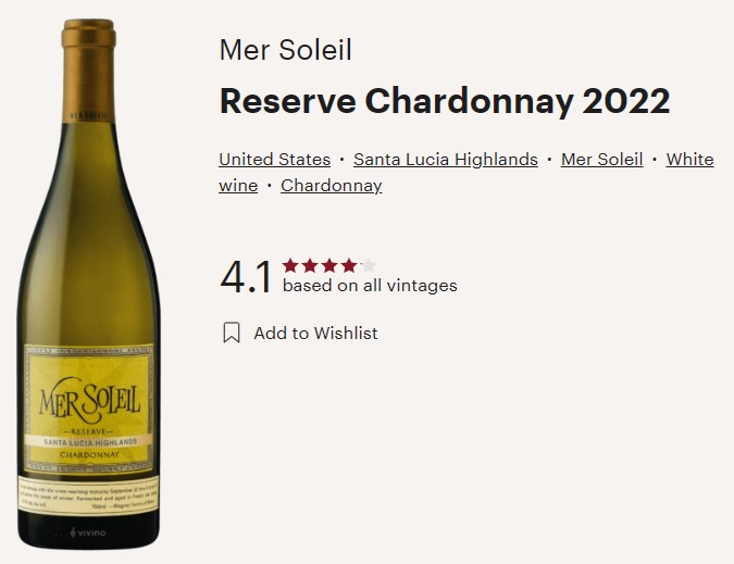 mer soleil 2022 vivino
