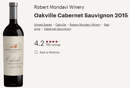 mondavi 2015 oakville vivino