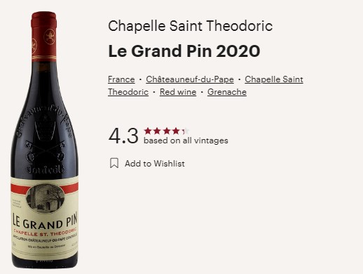 Chapelle St. Theodoric 2020 Châteauneuf-du-Pape Le Grand Pin
