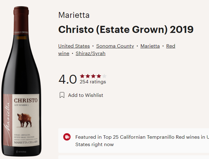 » Marietta 2019 Christo Red Blend