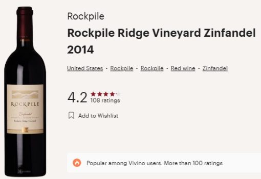 rockpile zin 2014 vivino