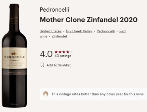 pedroncelli zin vivino