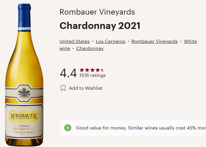 rombauer chard vivino