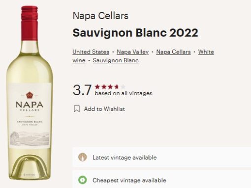 napa cellars sb vivino