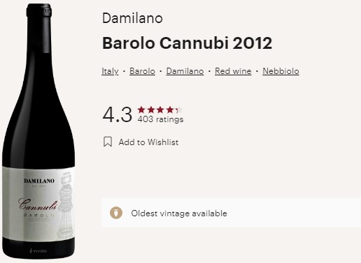 damilano 2012 cannubi vivino