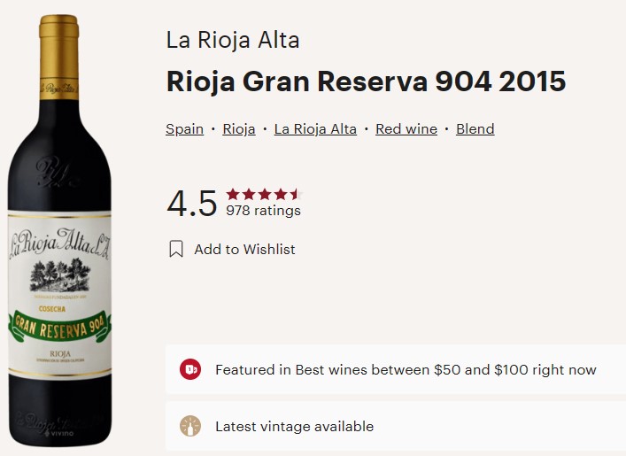 rioja alta 2015 vivino