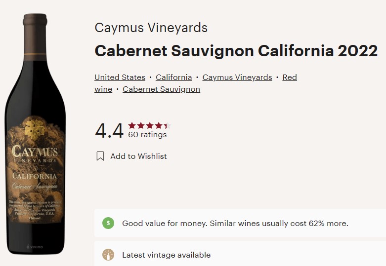 » Caymus Vineyards 2022 Sauvignon