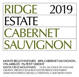 Ridge Vineyards 2019 Estate Cabernet Sauvignon Monte Bello Vineyard