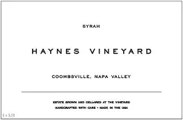 Haynes Vineyard 2021 'Forgeron' Syrah Coombsville