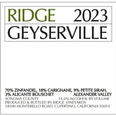 Ridge Vineyards 2023 Red Blend Geyserville Vineyard